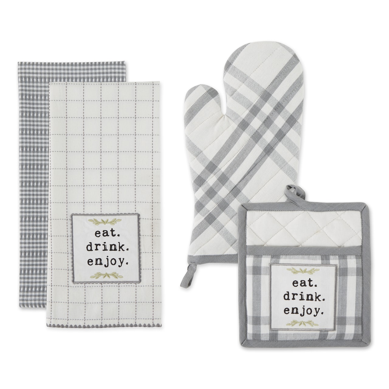 DII® Eat, Drink & Enjoy Kitchen Towels, Potholder & Mitt Set